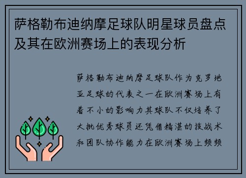 萨格勒布迪纳摩足球队明星球员盘点及其在欧洲赛场上的表现分析